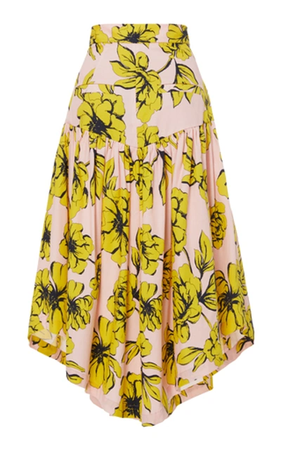MARISSA WEBB Asymmetric floral cotton skirt E17 resortlafogata.com