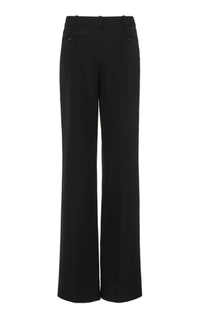 Shop Alexander Wang Foldover Wool Wide-leg Trousers  In Black