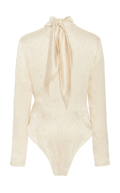 Shop Magda Butrym Favara Draped Silk Bodysuit In Neutral