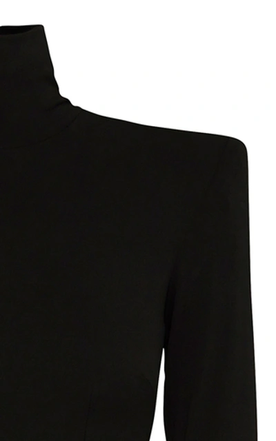Shop Alex Perry Fallon Ruched Jersey Midi Dress In Black