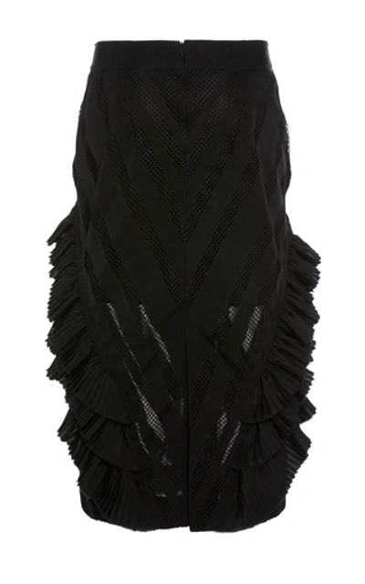 Shop Unttld Victoria Pleated Silk Georgette Skirt In Black