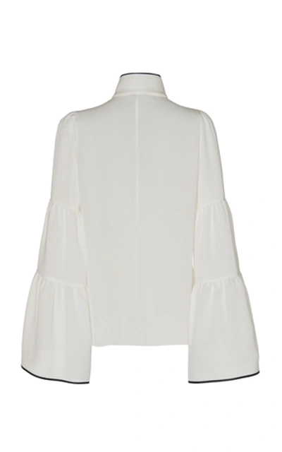Shop Andrew Gn Embroidered Silk Crepe Blouse In White