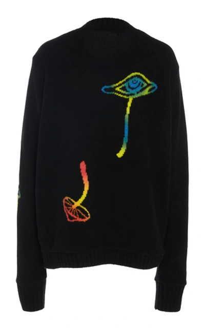 Shop The Elder Statesman Intarsia Painted Cashmere Sweater In Black