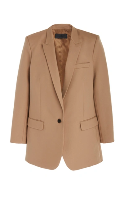 Shop Nili Lotan Diane Longline Wool-blend Blazer In Brown