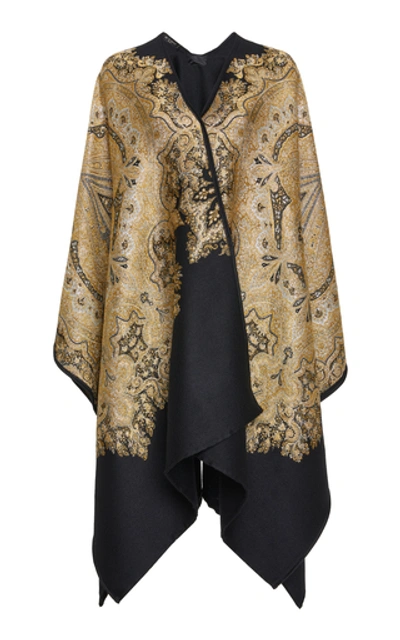 Shop Etro Printed Wool-blend Cape In White