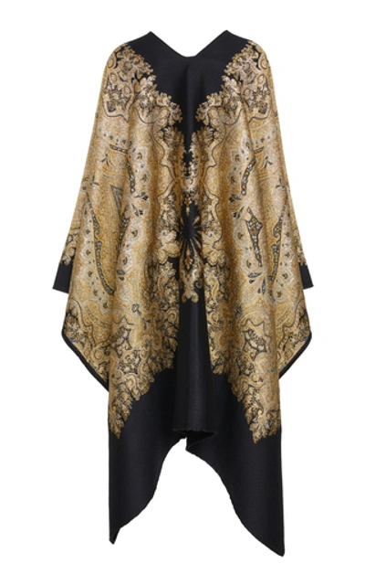 Shop Etro Printed Wool-blend Cape In White