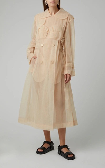 Shop Simone Rocha Classic Cut Tulle Trench Coat In Neutral