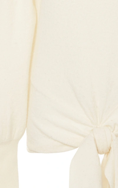 Shop Ulla Johnson Tatiana Tie-detailed Merino Wool Sweater In White