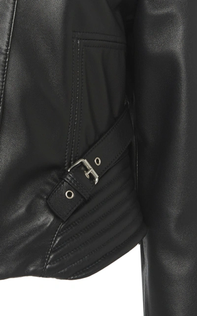 Shop Giambattista Valli Buckle-trimmed Leather Jacket In Black