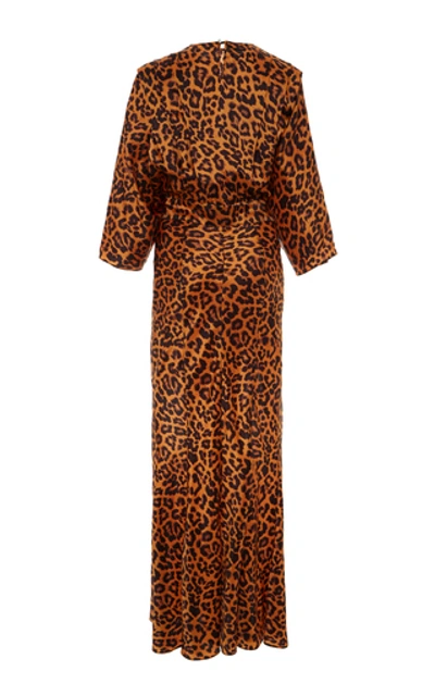 Shop Attico Printed Satin Maxi Dress In Animal