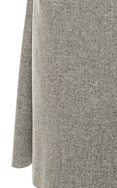 Shop Marina Moscone Fluted Wool-blend Midi Skirt In Grey