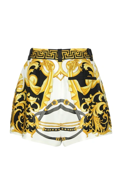 Shop Versace Printed Silk-satin Mini Shorts