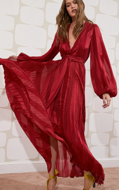 Shop Alexis Salomo Printed Maxi Dress In Red