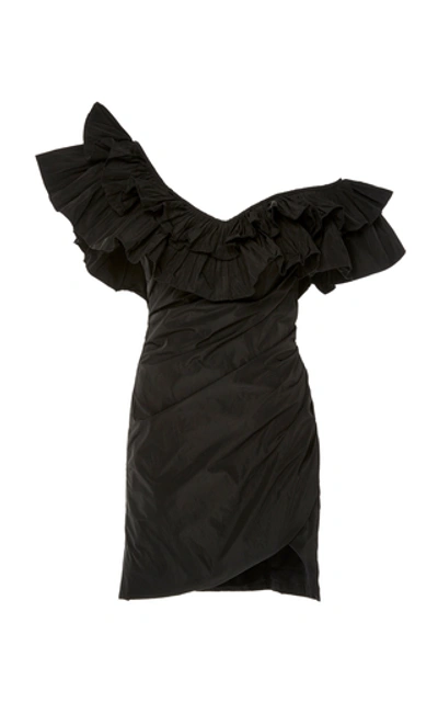 Shop Alexis Benicia Asymmetric Dramatic Ruffle Mini Dress In Black