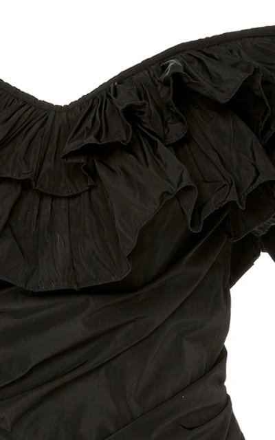 Shop Alexis Benicia Asymmetric Dramatic Ruffle Mini Dress In Black