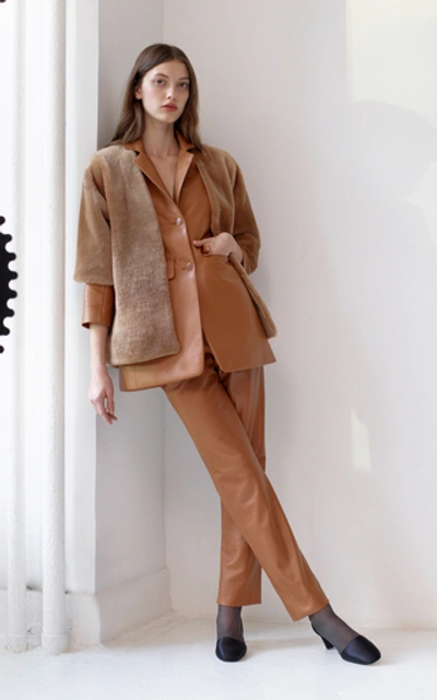 Shop Alejandra Alonso Rojas Reversible Shearling Wrap Coat In Neutral