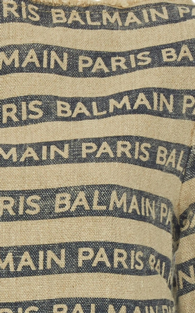 Shop Balmain Paris Stripe Crop Top In Neutral