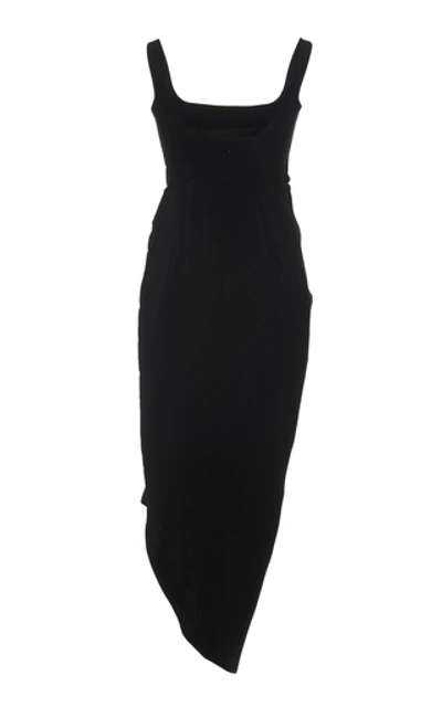 Shop Acler Maine Asymmetrical Draped-waist Midi Dress In Black