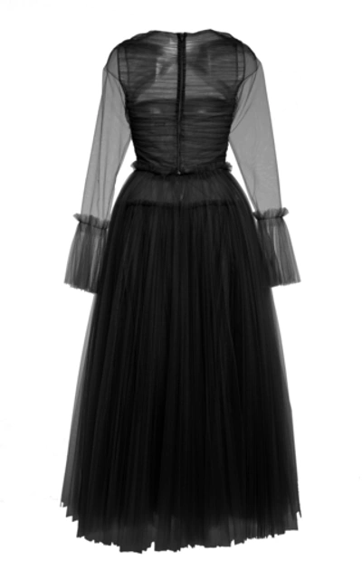 Shop Khaite Jean Cutout Ruched Tulle Gown In Black