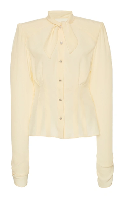 Shop Dolce & Gabbana Pussy-bow Crepe De Chine Shirt In Neutral