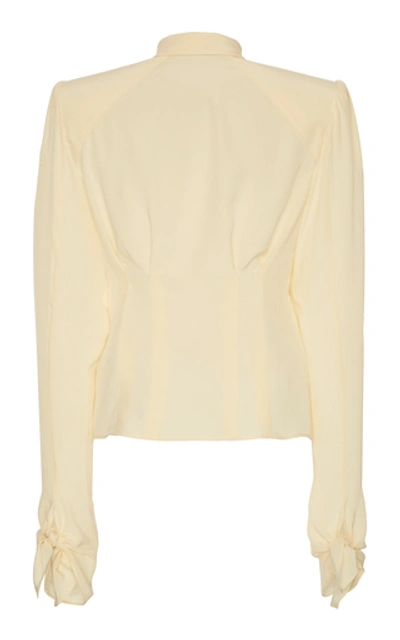 Shop Dolce & Gabbana Pussy-bow Crepe De Chine Shirt In Neutral