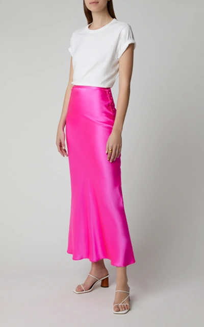 Shop Bernadette Antwerp Florence Silk-satin Bias Skirt In Pink