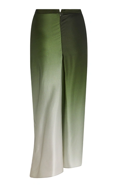 Shop Christopher Esber Ruched Silk-satin Midi Skirt In Green