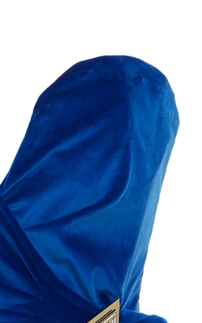 Shop Attico Ruffled Velvet Mini Dress In Blue