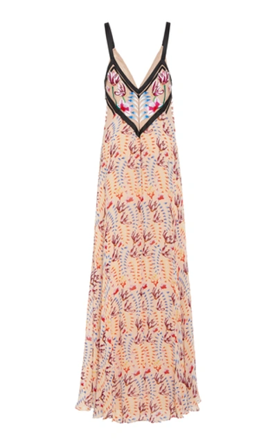 Shop Temperley London Rosy Deep V Chiffon Dress In Pink