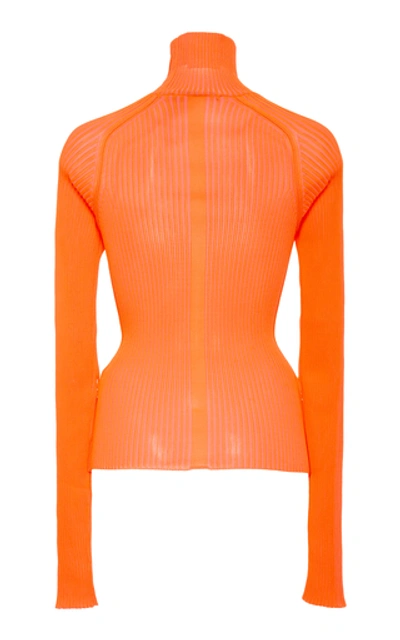 Shop Acne Studios Komina Ribbed Turtleneck Sweater In Orange