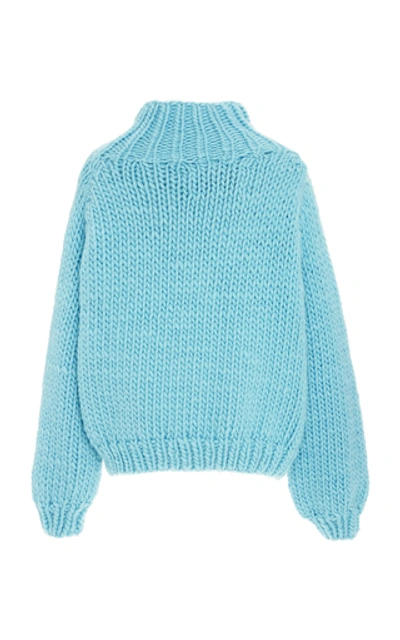 Shop I Love Mr Mittens Honeycomb-knit Wool Turtleneck Sweater In Blue