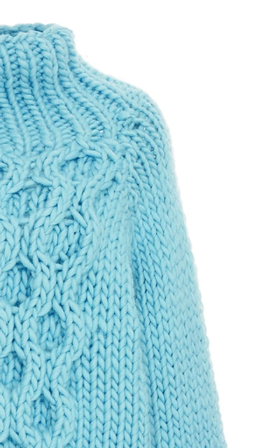 Shop I Love Mr Mittens Honeycomb-knit Wool Turtleneck Sweater In Blue