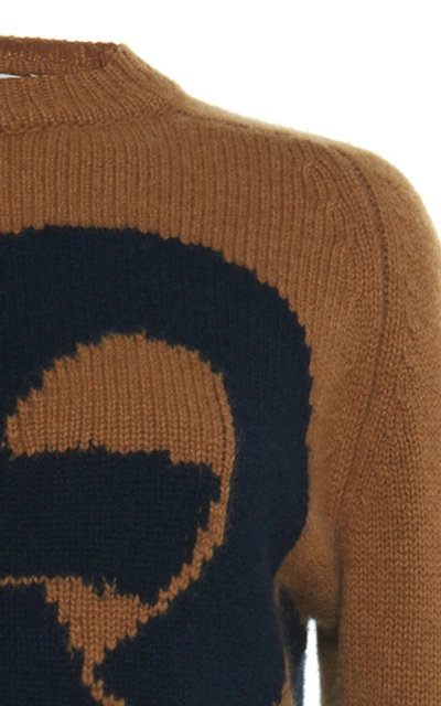 Shop Victoria Beckham Knot-intarsia Cashmere Sweater In Brown