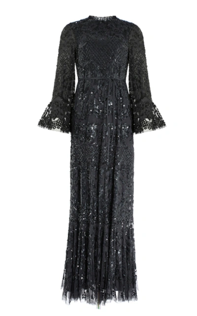 Shop Needle & Thread Snowdrop Sequin-embellished Tulle Gown In Black