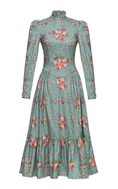 Shop Lena Hoschek Prairie Patterned Cotton Dress In Floral