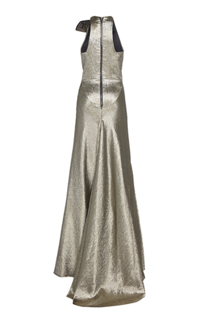 Shop Maticevski Application Satin Gown In Metallic