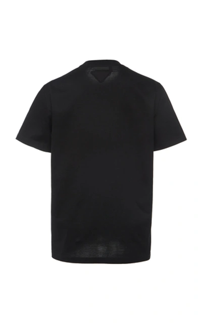 Shop Prada Printed Cotton-jersey T-shirt In Black