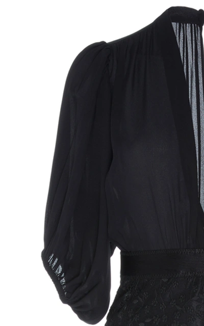 Shop Alexis Dilarra Tiered Devoré-chiffon Midi Dress In Black