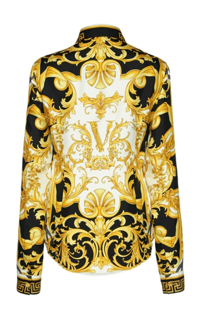 Shop Versace Printed Silk-satin Shirt