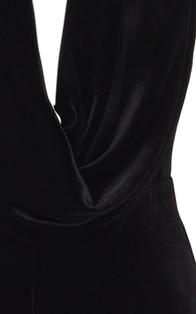 Shop A.w.a.k.e. Draped Halterneck Velvet Gown In Black