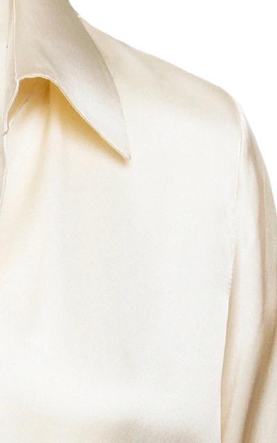Shop Anouki Silk Collared Top In White