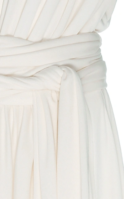 Shop Oscar De La Renta Gathered Jersey Maxi Dress In White