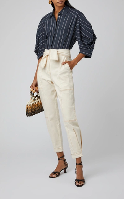 Shop Ulla Johnson Storm High-rise Tapered Jeans In White