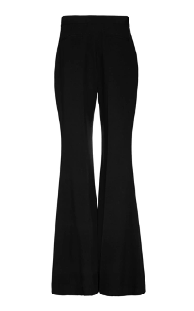 Shop Rosetta Getty High-rise Flared Crepe Pants In Black