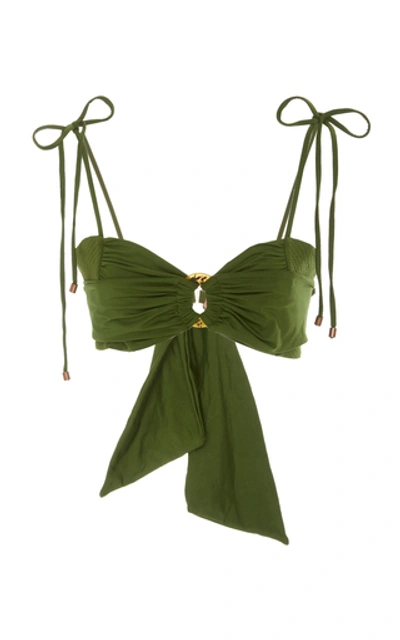 Shop Johanna Ortiz Weel-wisher Bikini Top In Green