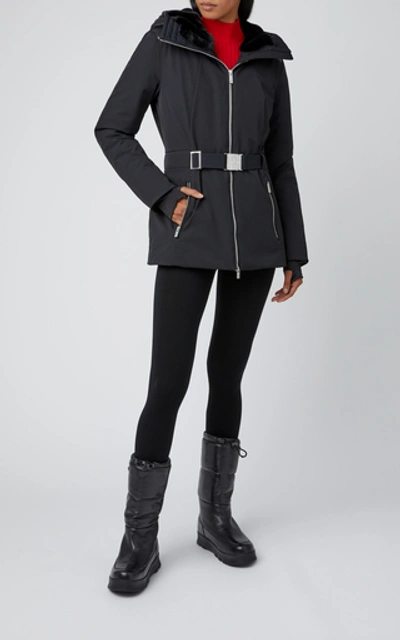 Shop Fusalp Belted Leather-trimmed Shell Ski Jacket In Black