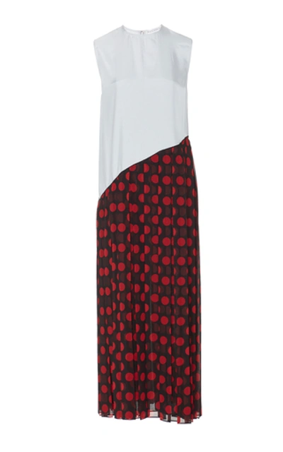 Shop Jw Anderson Pleated Polka-dot Chiffon Maxi Dress In Print