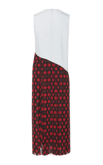Shop Jw Anderson Pleated Polka-dot Chiffon Maxi Dress In Print