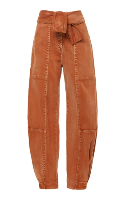 Shop Ulla Johnson Storm High-rise Tapered Jeans In Orange