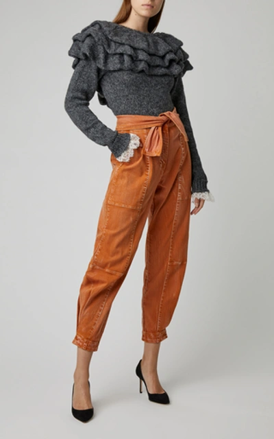 Shop Ulla Johnson Storm High-rise Tapered Jeans In Orange